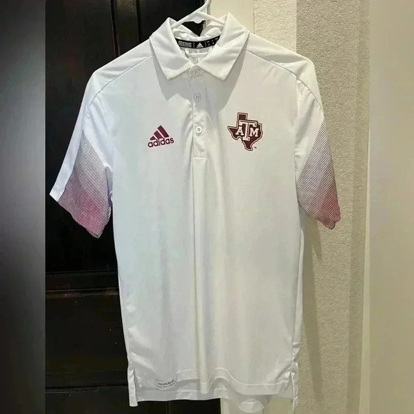Adidas Texas A&M Men’s Performance White Polo- Size Small - Picture 2 of 7